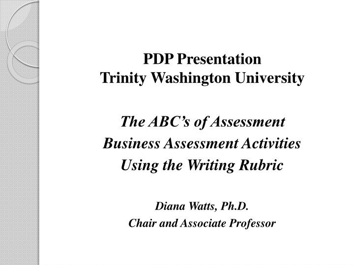 Business Assessment Activities Using Writing Rubric