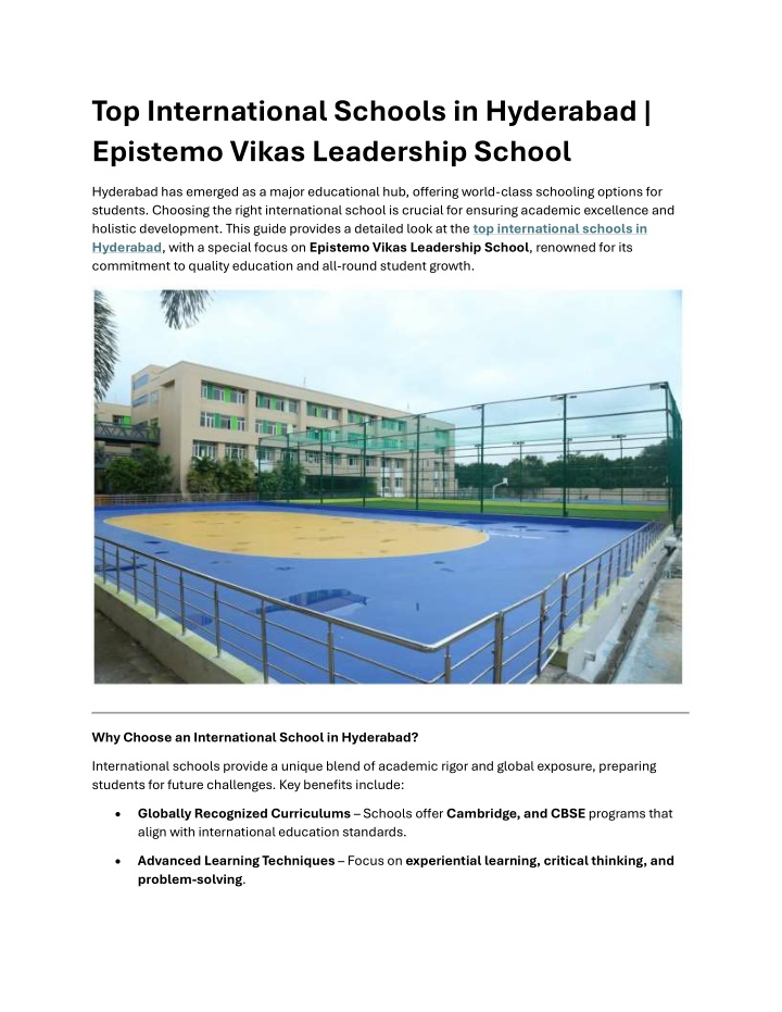 top international schools in hyderabad epistemo n.w