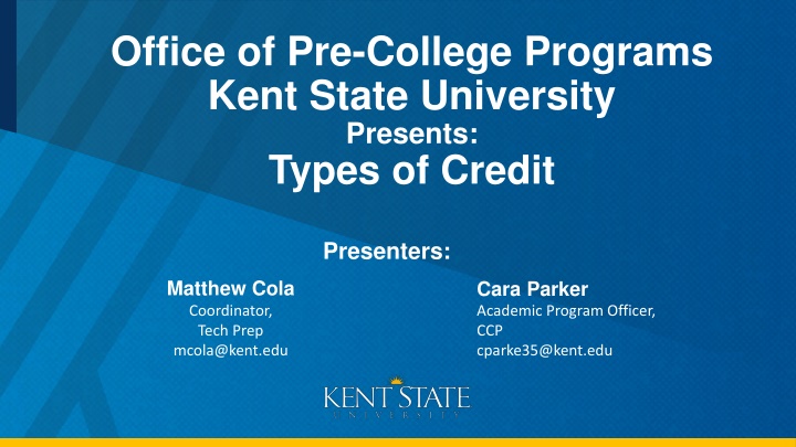 Types of Credit at Kent State University
