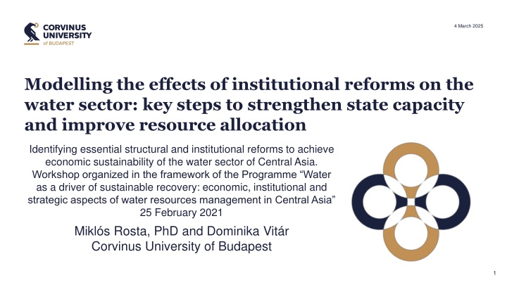 Enhancing Water Sector in Central Asia through Institutional Reforms
