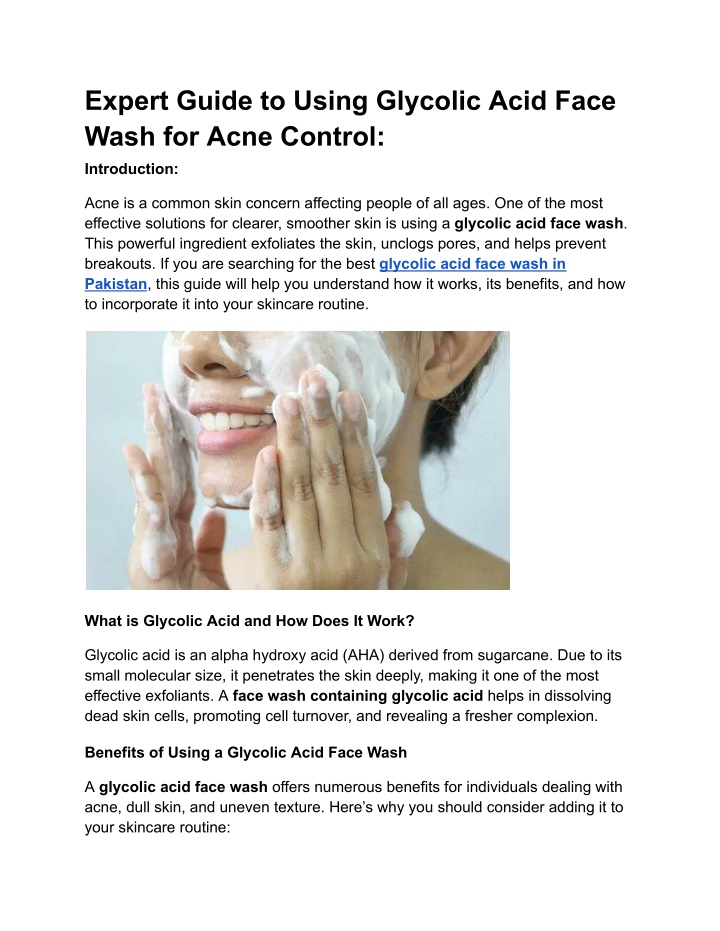 expert guide to using glycolic acid face wash n.w