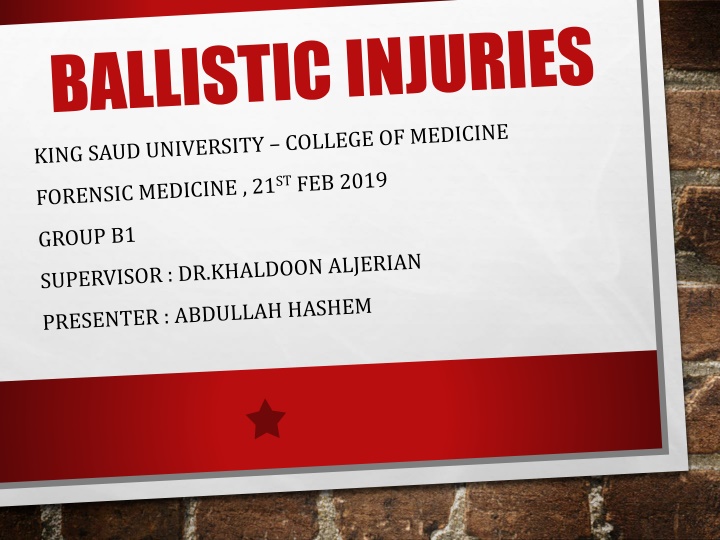 Types of Firearms & Ballistic Injuries in Forensic Medicine