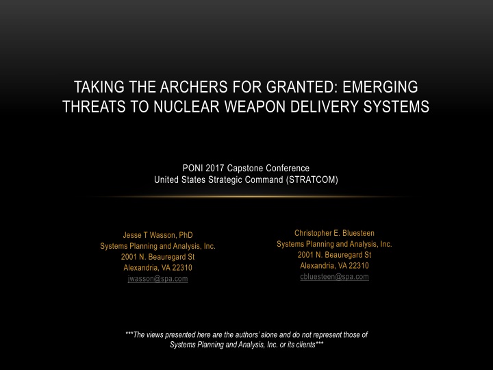 Emerging Threats to Nuclear Weapon Delivery Systems