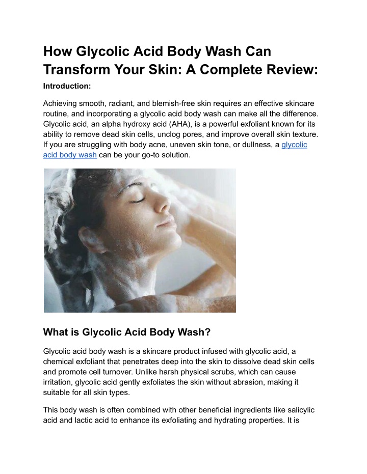 how glycolic acid body wash can transform your n.w