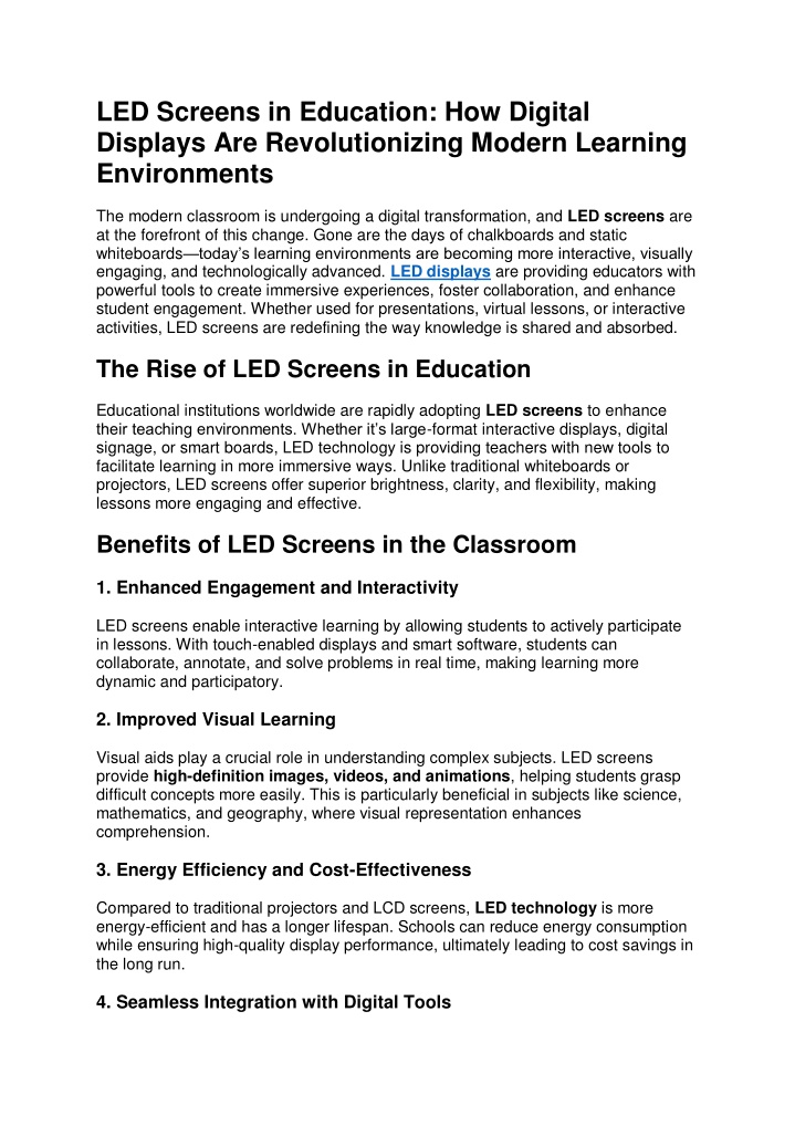 led screens in education how digital displays n.w