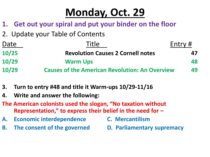 American Revolution Timeline