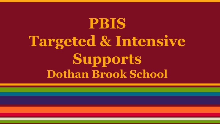 PBIS Targeted & Intensive Supports at Dothan Brook School