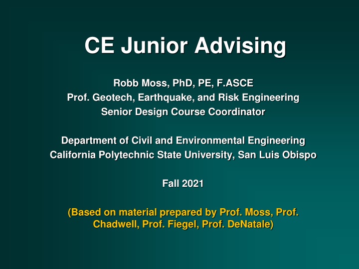 CE Junior Advising at Cal Poly Fall 2021