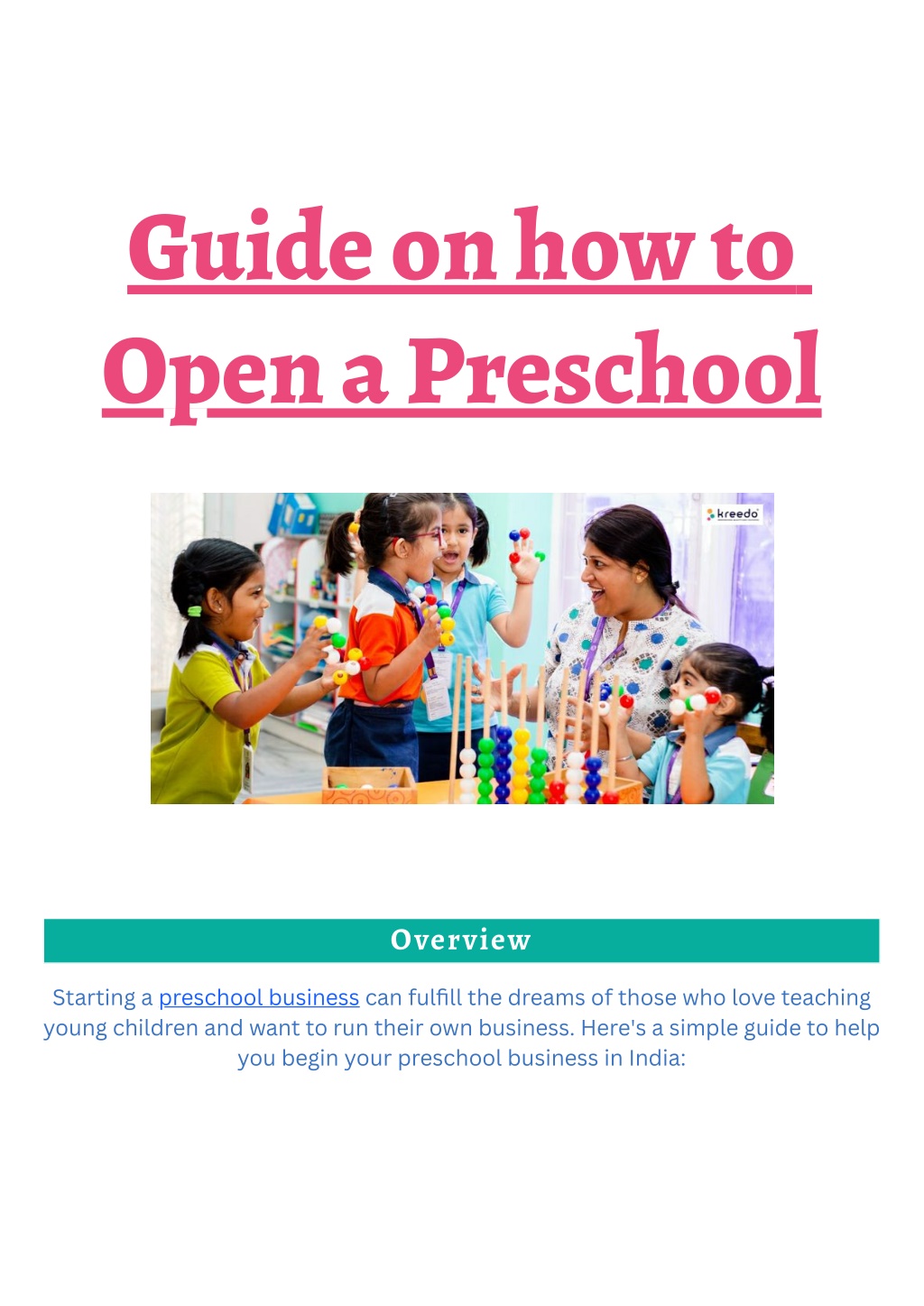 guide on how to open a preschool l.w