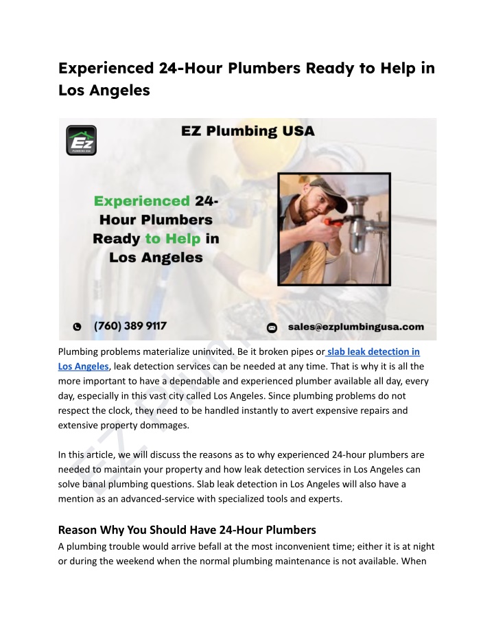 experienced 24 hour plumbers ready to help n.w