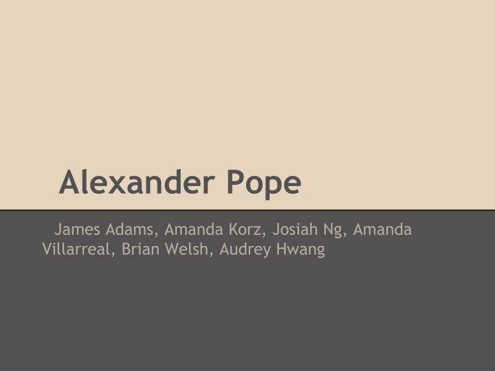 Alexander Pope: Biography, Works, and Personality