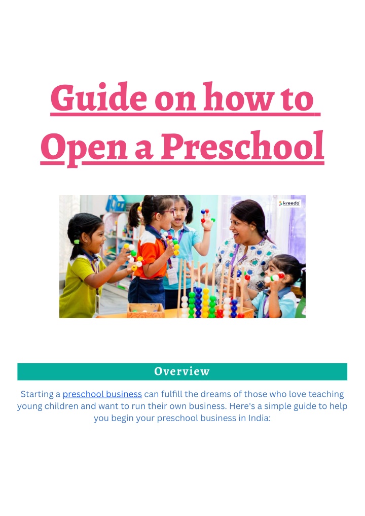 guide on how to open a preschool n.w
