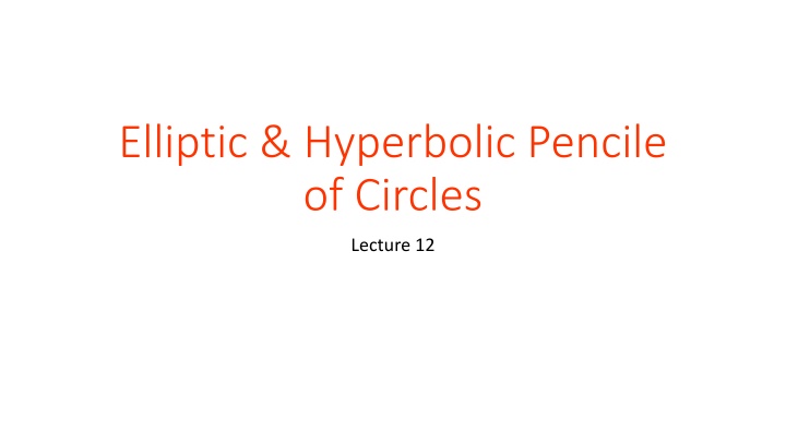 Elliptic & Hyperbolic Pencile of Circles Lecture 12