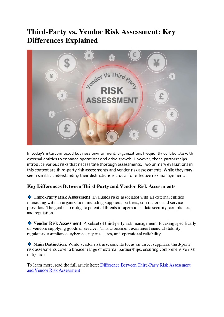 third party vs vendor risk assessment n.w