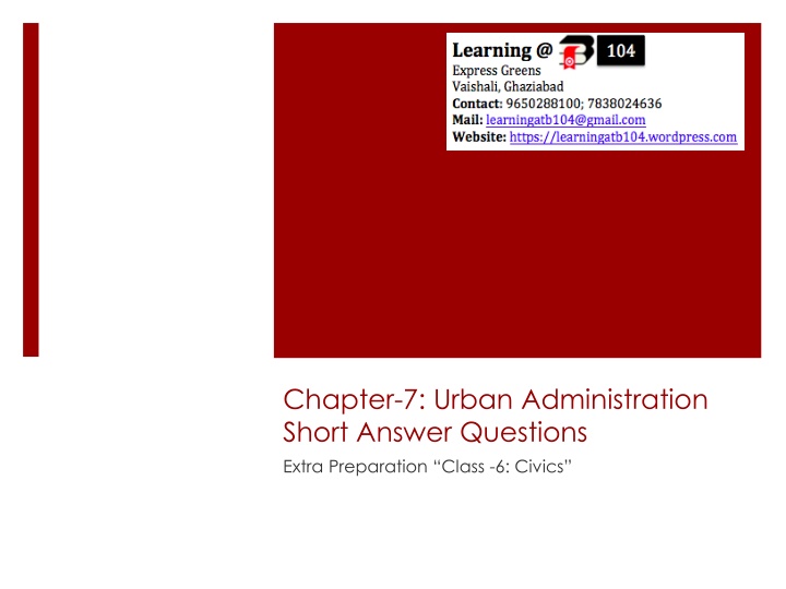 Urban Administration: Key Functions and Importance