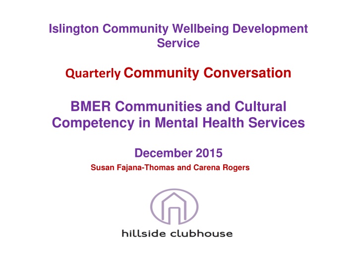Community Conversation on BMER Communities in Mental Health Services