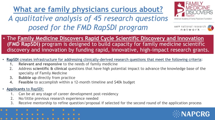 Insights into Family Physicians' Curiosity in FMD RapSDI Program