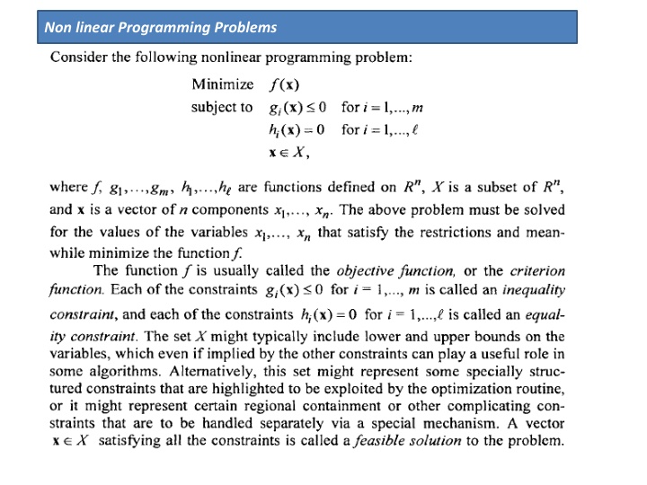 Non-linear Programming Problems with Mathematical Formulations