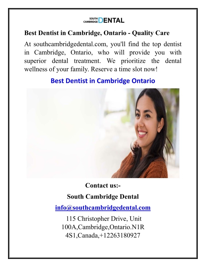 best dentist in cambridge ontario quality care n.w