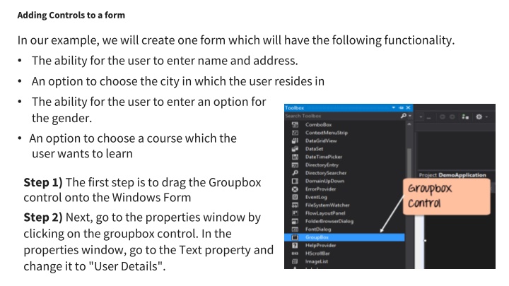 Creating Form Controls for User Input in C#