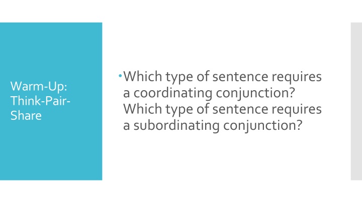 Types of Sentences and Conjunctions
