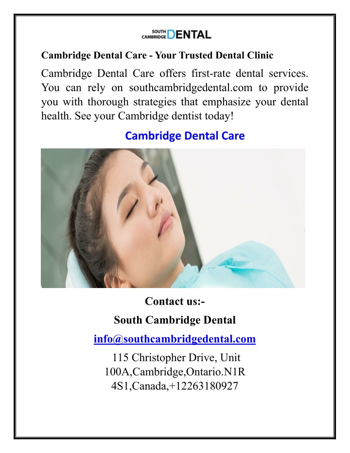cambridge dental care your trusted dental clinic n.w