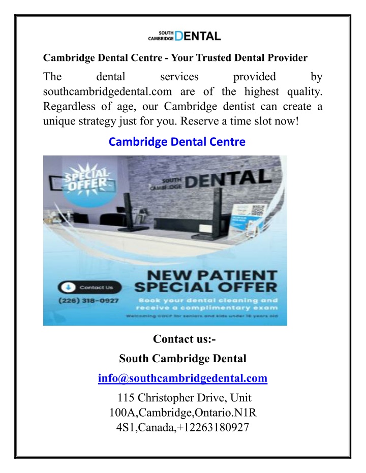 cambridge dental centre your trusted dental n.w