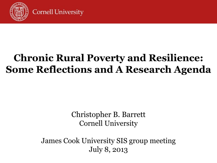 Chronic Rural Poverty and Resilience: Some Reflections and A Research Agenda