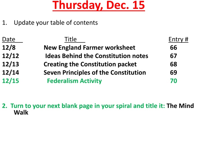 Federalism Activity and Seven Principles of the Constitution
