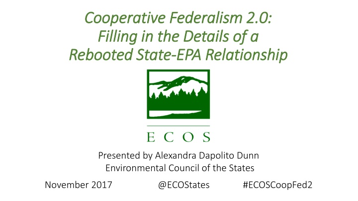 Cooperative Federalism 2.0: State-EPA Relationship Details