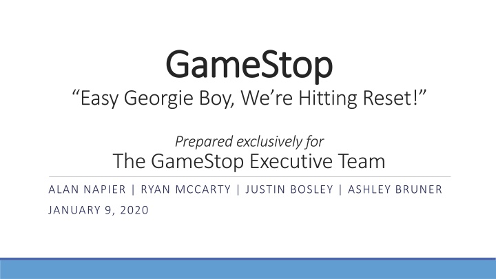 GameStop Executive Team Meeting - Reset Strategy
