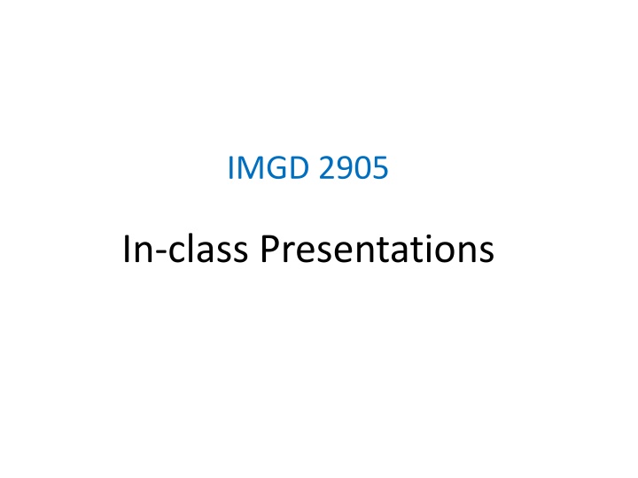 In-class Presentations