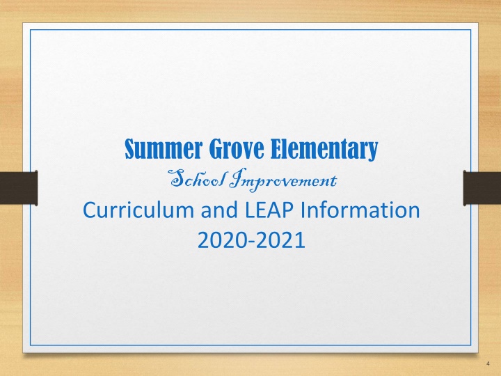 Summer Grove Elementary School Improvement Overview