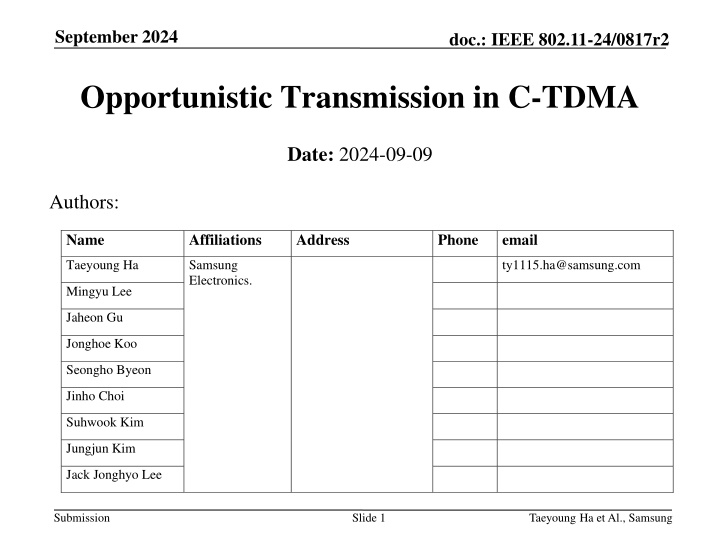 Opportunistic Transmission in IEEE 802.11-24