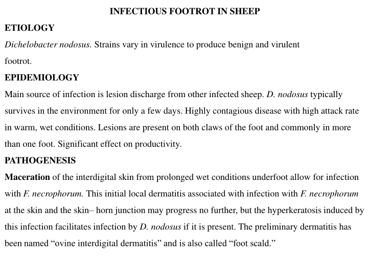 Infectious Footrot and Leptospirosis in Sheep and Other Livestock
