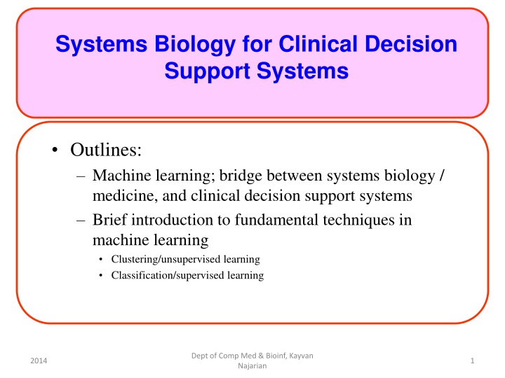 Systems Biology for Clinical Decision  Support Systems