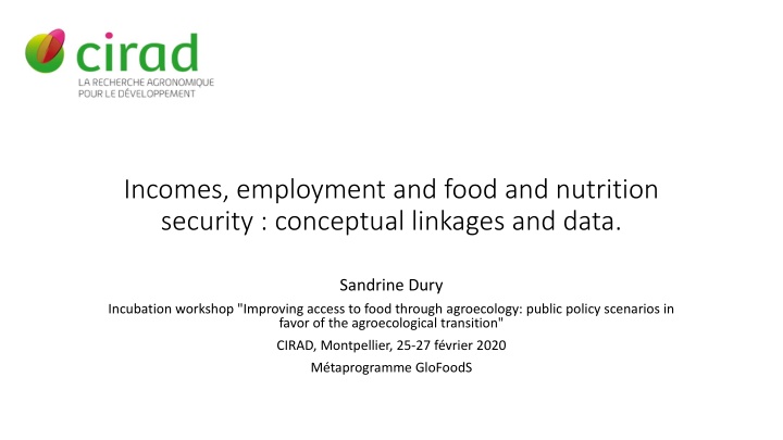 Linkages between Incomes, Employment, and Food Security