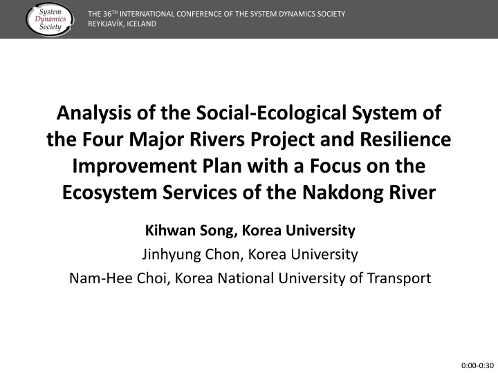Analysis of Social-Ecological System: Nakdong River Ecosystem Services