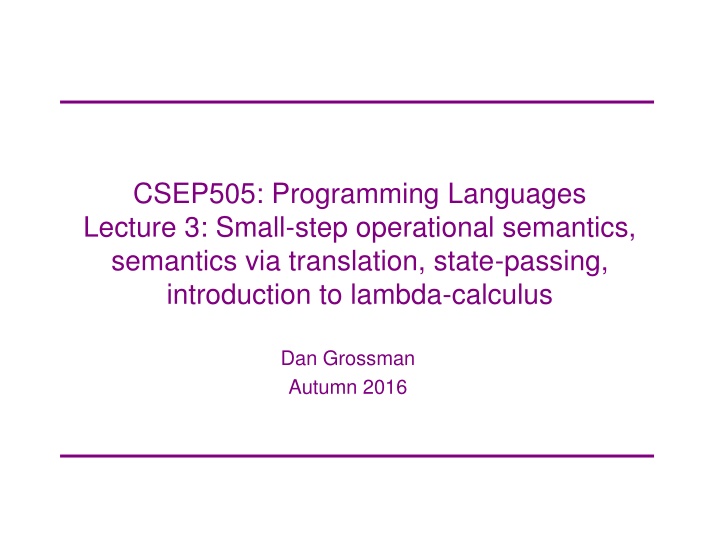 Small-step Operational Semantics Overview