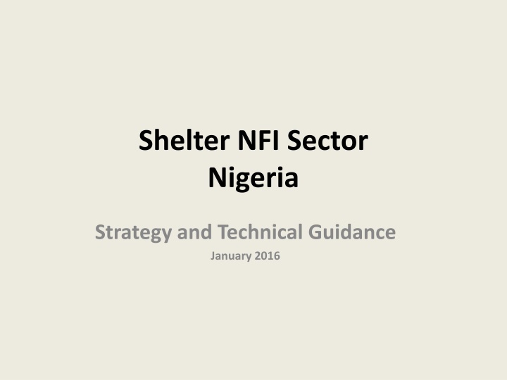 Nigeria Shelter & NFI Sector Strategy
