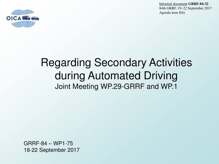 Secondary Activities in Automated Driving: Manufacturers Approach