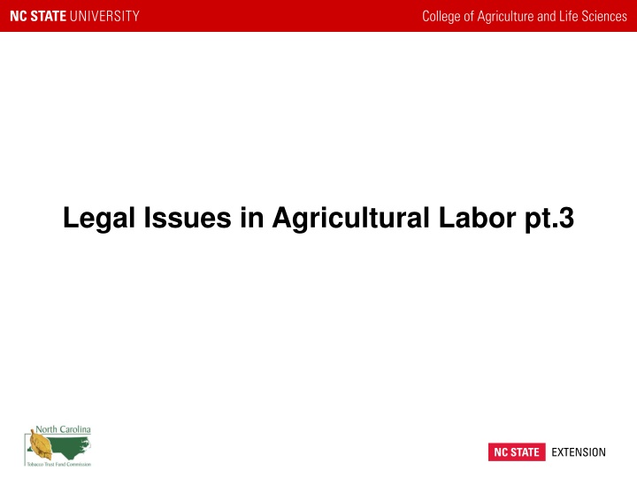 Legal Issues in Agricultural Labor: Workers Compensation Act and Disability