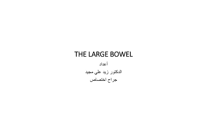 THE LARGE BOWEL