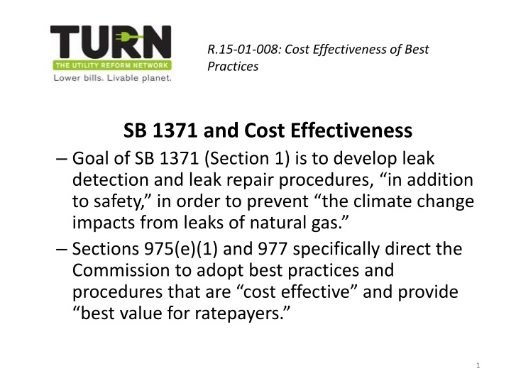 SB 1371 and Cost Effectiveness