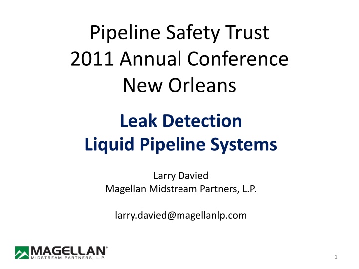 Pipeline Safety Trust 2011 Annual Conference New Orleans