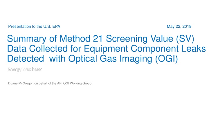 Optical Gas Imaging for Equipment Component Leaks Screening