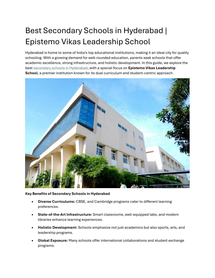 best secondary schools in hyderabad epistemo n.w