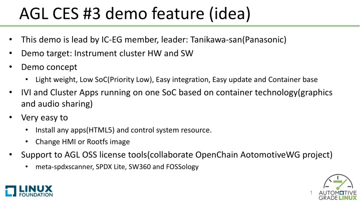 AGL CES #3 Demo Concept: Lightweight Easy Integration