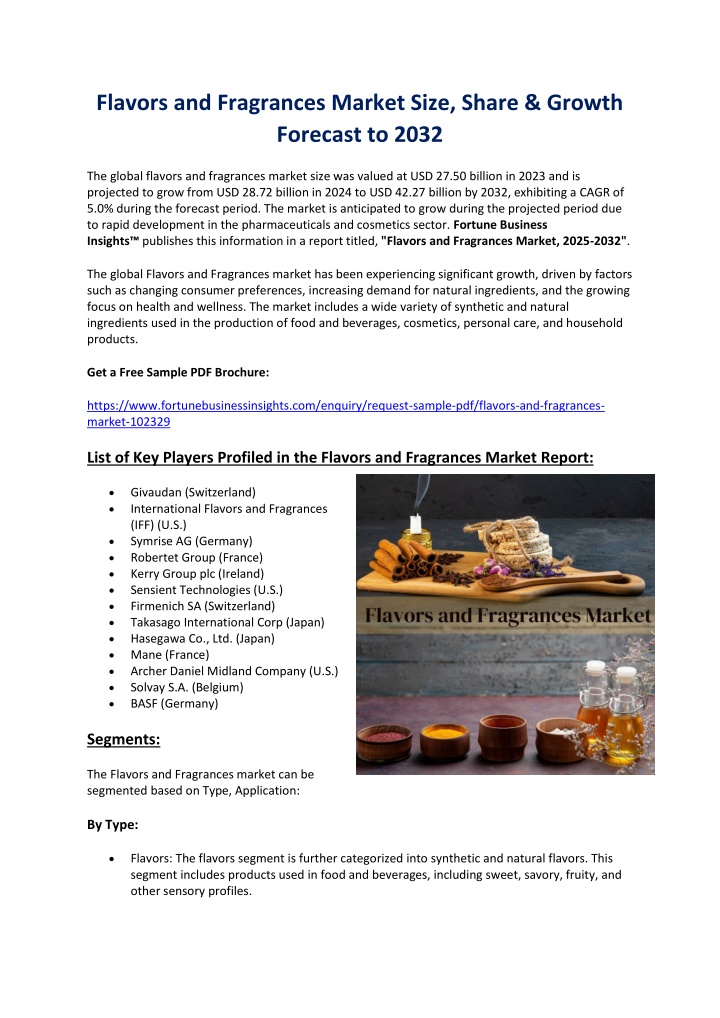 flavors and fragrances market size share growth n.w
