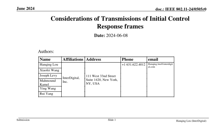 Considerations for IEEE 802.11 Transmissions
